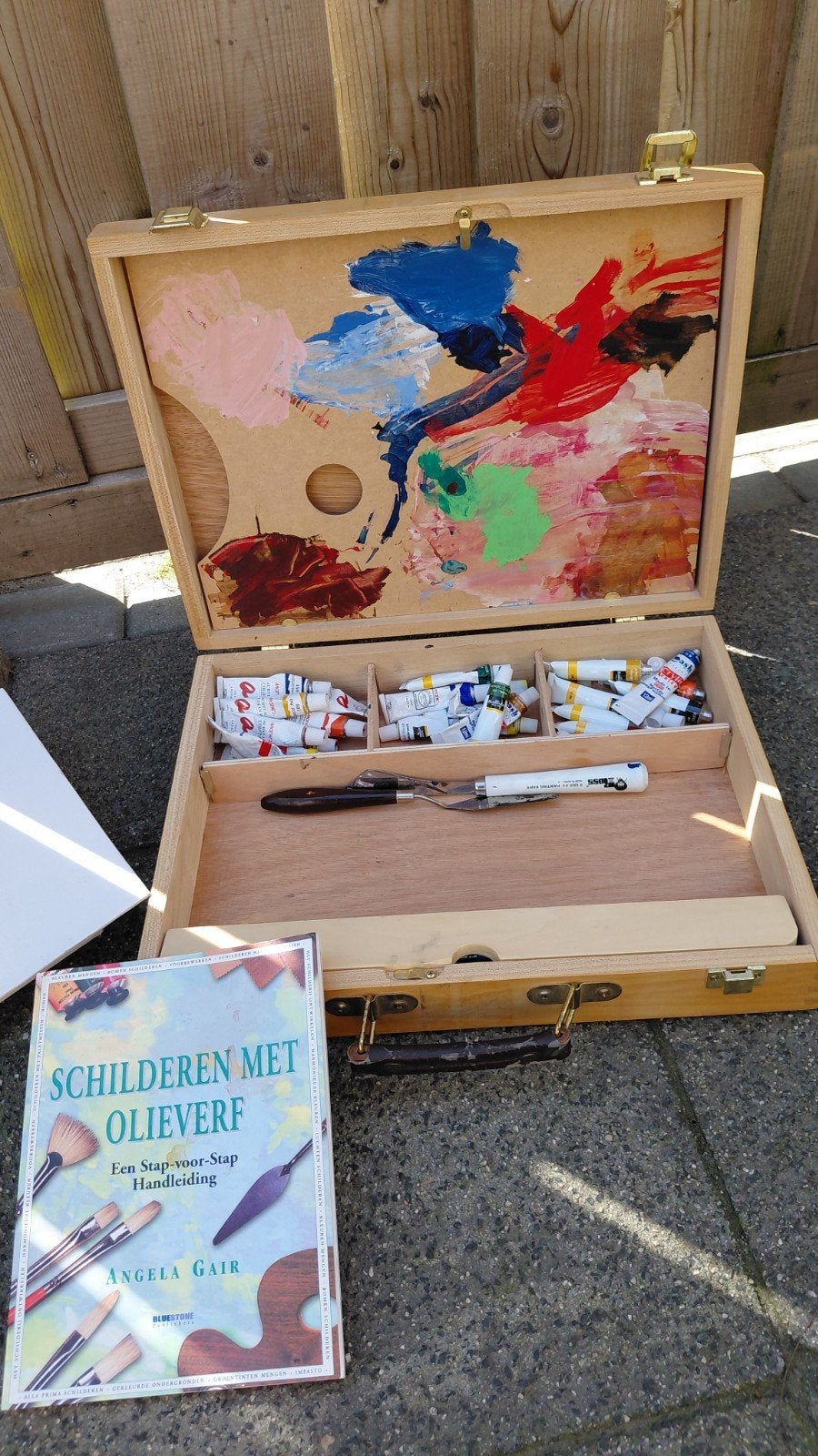 Schilderskist olieverf schilderskoffer Kwast pensele en verf, Hobby en Vrije tijd, Schilderen, Ophalen of Verzenden
