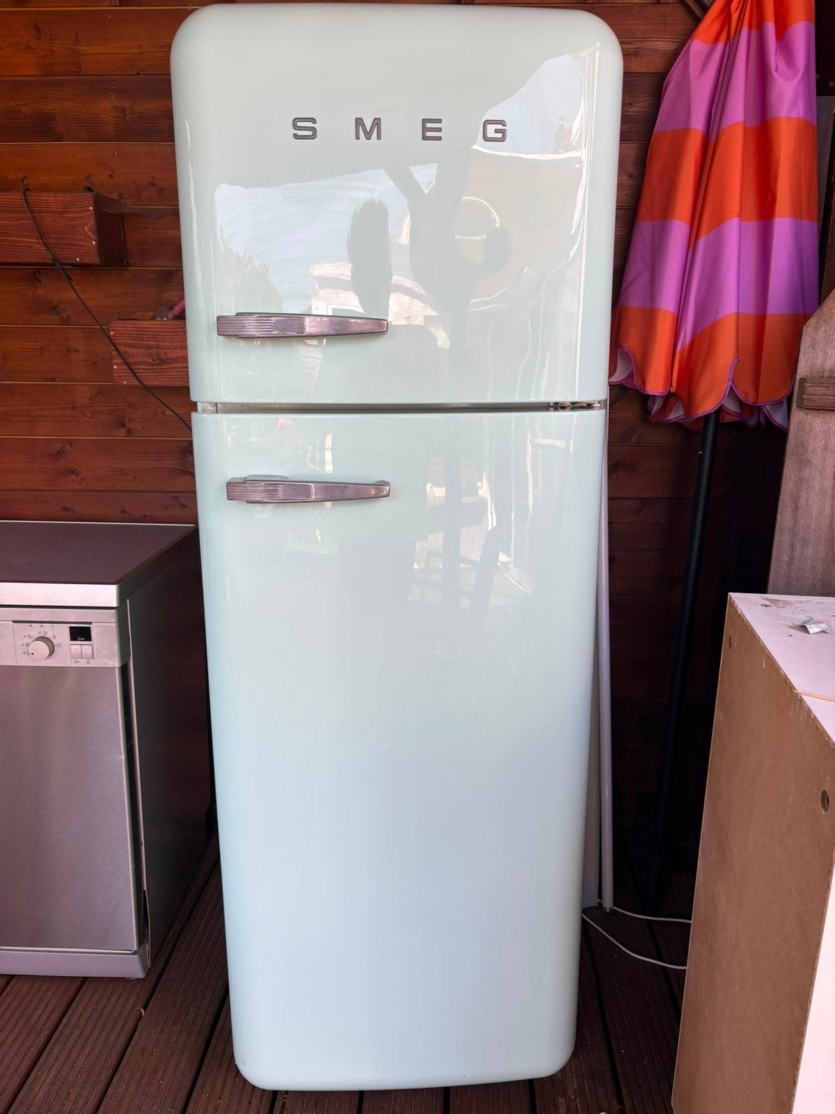 Groene Smeg Koelkast met vriesvak, Ophalen, Gebruikt, 200 liter of meer, 160 cm of meer