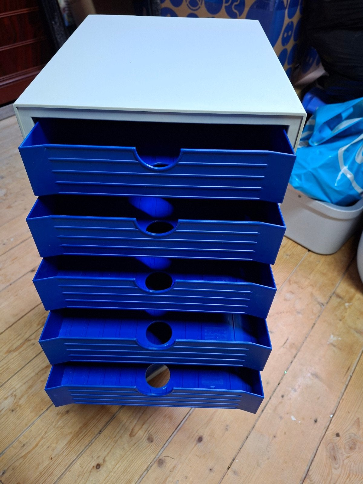 HAN Ladeblok A4 met 5 laden - Blauw/Grijs (2 stuks), Huis en Inrichting, Kasten | Ladekasten, Ophalen, Gebruikt, 5 laden of meer
