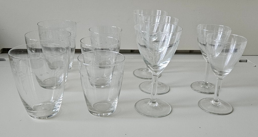 Vintage Leerdam Glasservies 11 stuks, zgn bruidsservies, Antiek en Kunst, Ophalen
