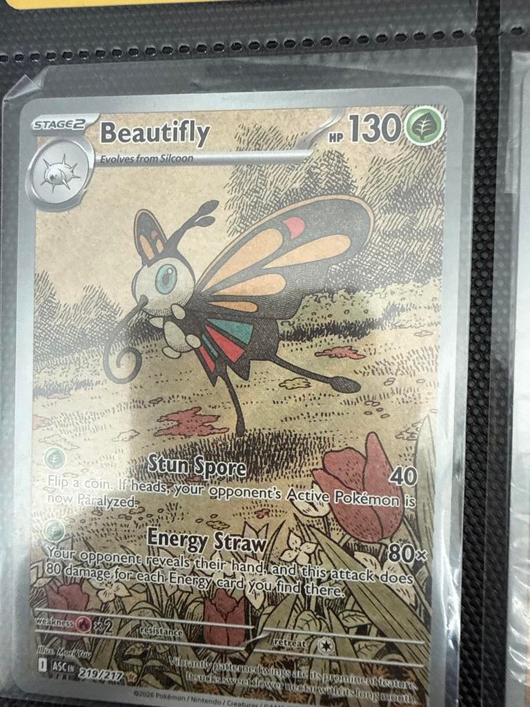 Beautifly Pokémon Kaart - Stage 2 Evolutie, Ophalen of Verzenden, Zo goed als nieuw, Losse kaart