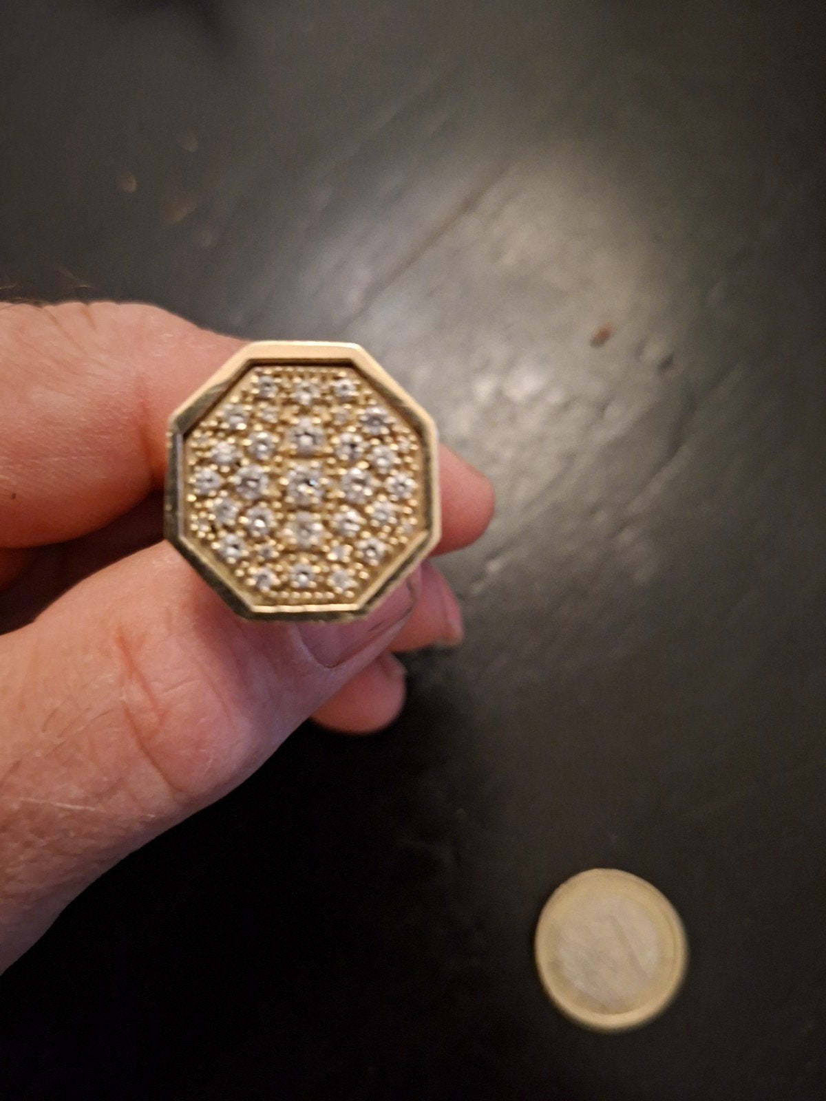 Gouden Herenring met Briljanten - 27 gr geen sloop goud, Ophalen of Verzenden