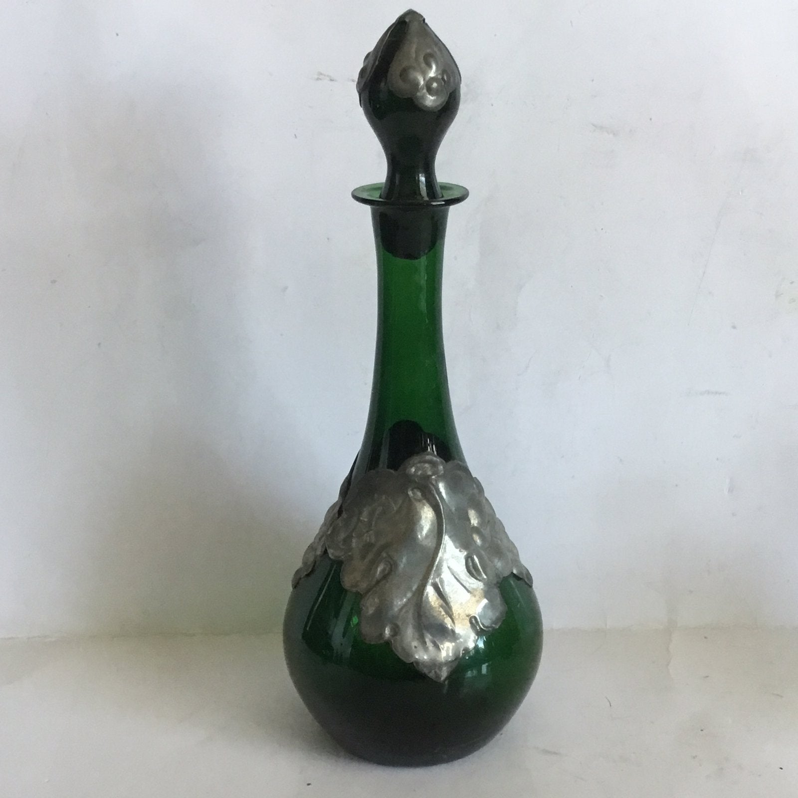 Karaf van glas/tin Art Nouveau begin 20 e eeuw, Ophalen of Verzenden