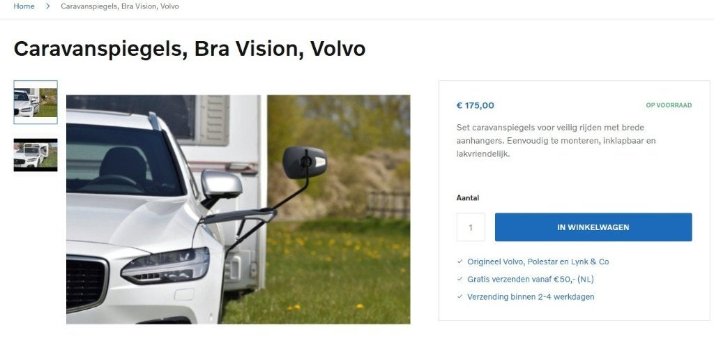 Caravan spiegels Bra Vision Volvo zo goed als nieuw !., Auto-onderdelen, Spiegels, Ophalen of Verzenden, Nieuw, Volvo