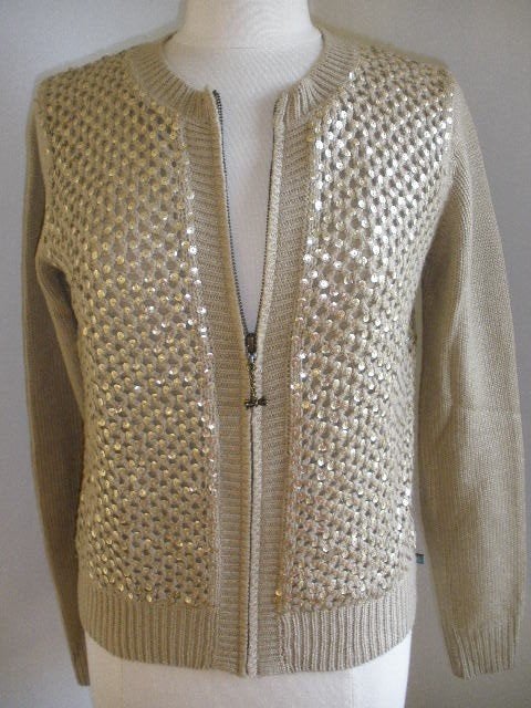DEPT vest zand met gouden pailletten maat M, Ophalen of Verzenden, Zo goed als nieuw, Maat 38/40 (M), Beige