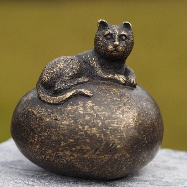 Beeld / urn brons: Poes - Poezen - Hond - Puppy (nieuw)