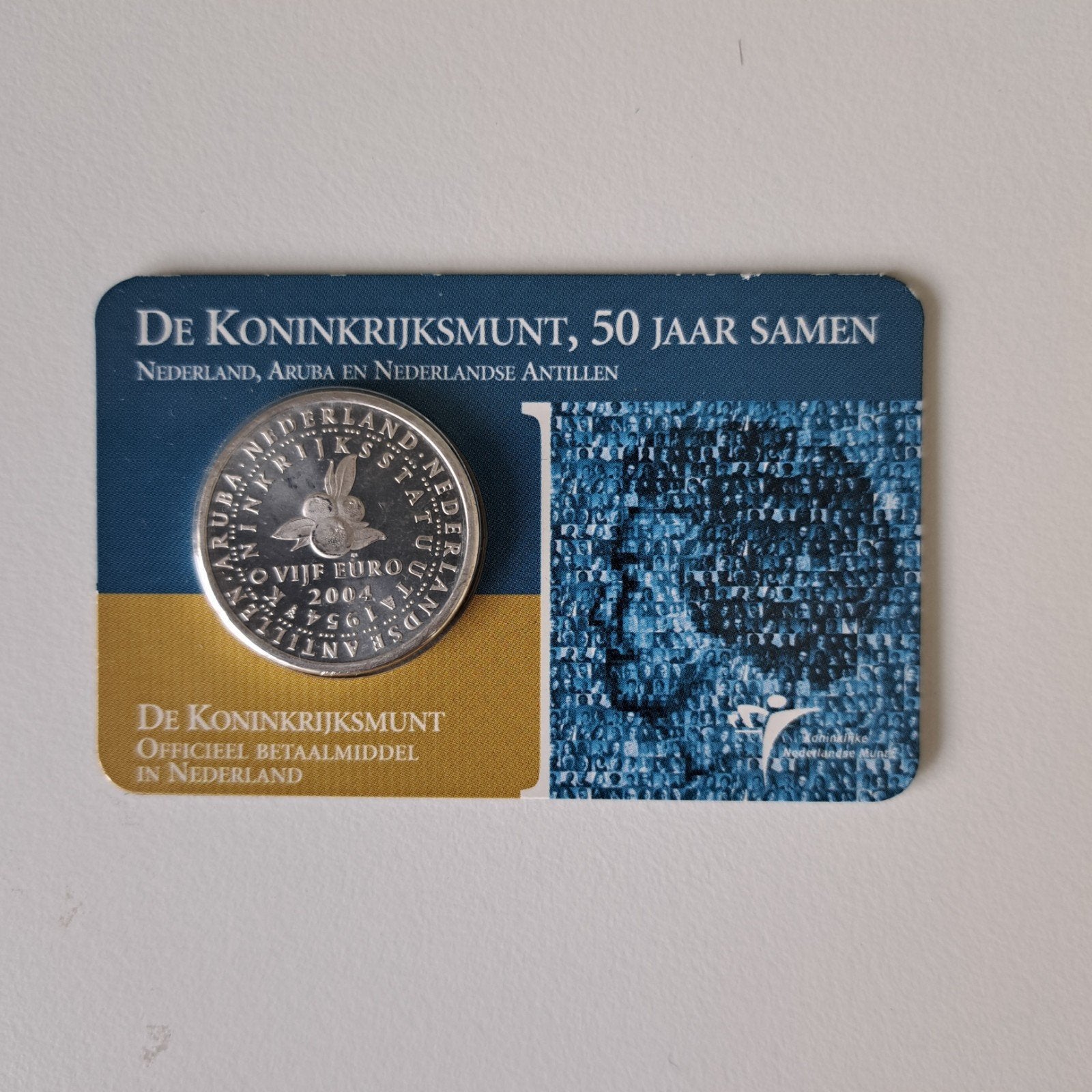 Zilveren 5 Euro Koninkrijksmunt 2004 - 50 Jaar Samen, Koningin Beatrix, Zilver, Euro's, Ophalen of Verzenden