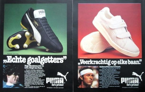 4 vintage reclames sportschoenen 81-19 Messi Adidas Puma, Ophalen of Verzenden, Gebruikt