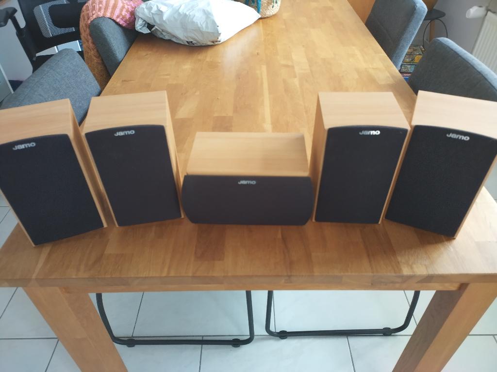 Jamo 5.1  E500 speakers met subwoofer, Audio, Tv en Foto, Ophalen, Gebruikt, 60 tot 120 watt, Front, Rear of Stereo speakers