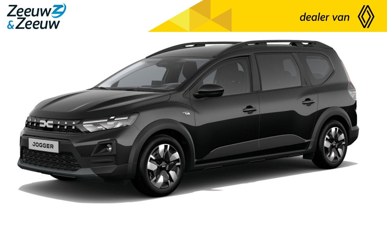 De nieuwe Dacia Jogger hybrid 155 expression l Nu uit voorra, Auto's, 12 maanden, Stof, 1789 cc, Zwart