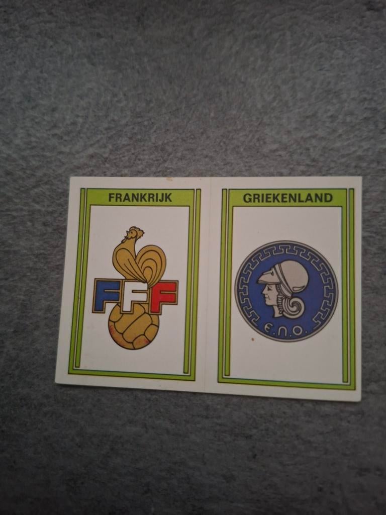 Panini sticker Voetbal 78. Emblemen Frankrijk/Griekenland., Verzenden, Zo goed als nieuw, Sticker