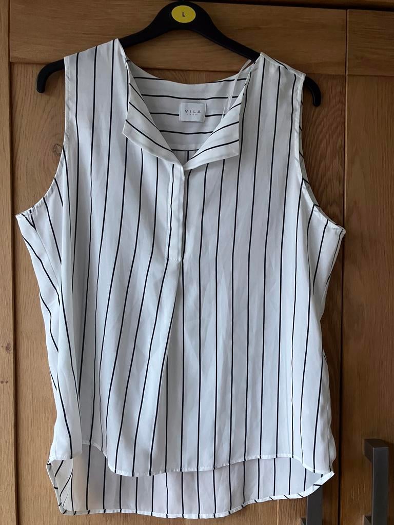 Nieuw=wit-zwart gestreepte blouse/top=Vila/L, Wit, Maat 42/44 (L), Nieuw, Ophalen of Verzenden