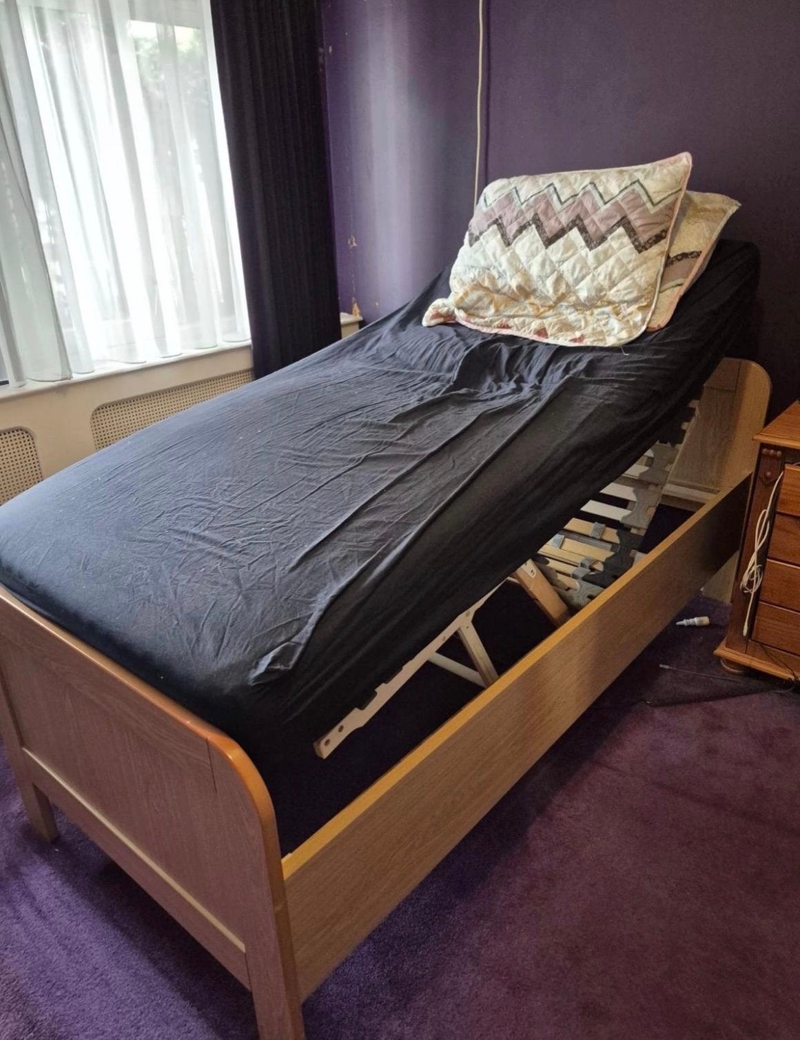 Verstelbaar Hoog-Laag Bed - Comfort en Gemak, Ophalen, 90 cm, Eenpersoons, Bruin
