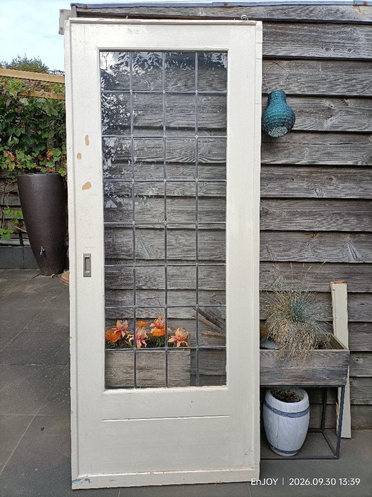 oude glas in lood (schuif)deur, Ophalen, Gebruikt, Glas in lood, 80 tot 120 cm