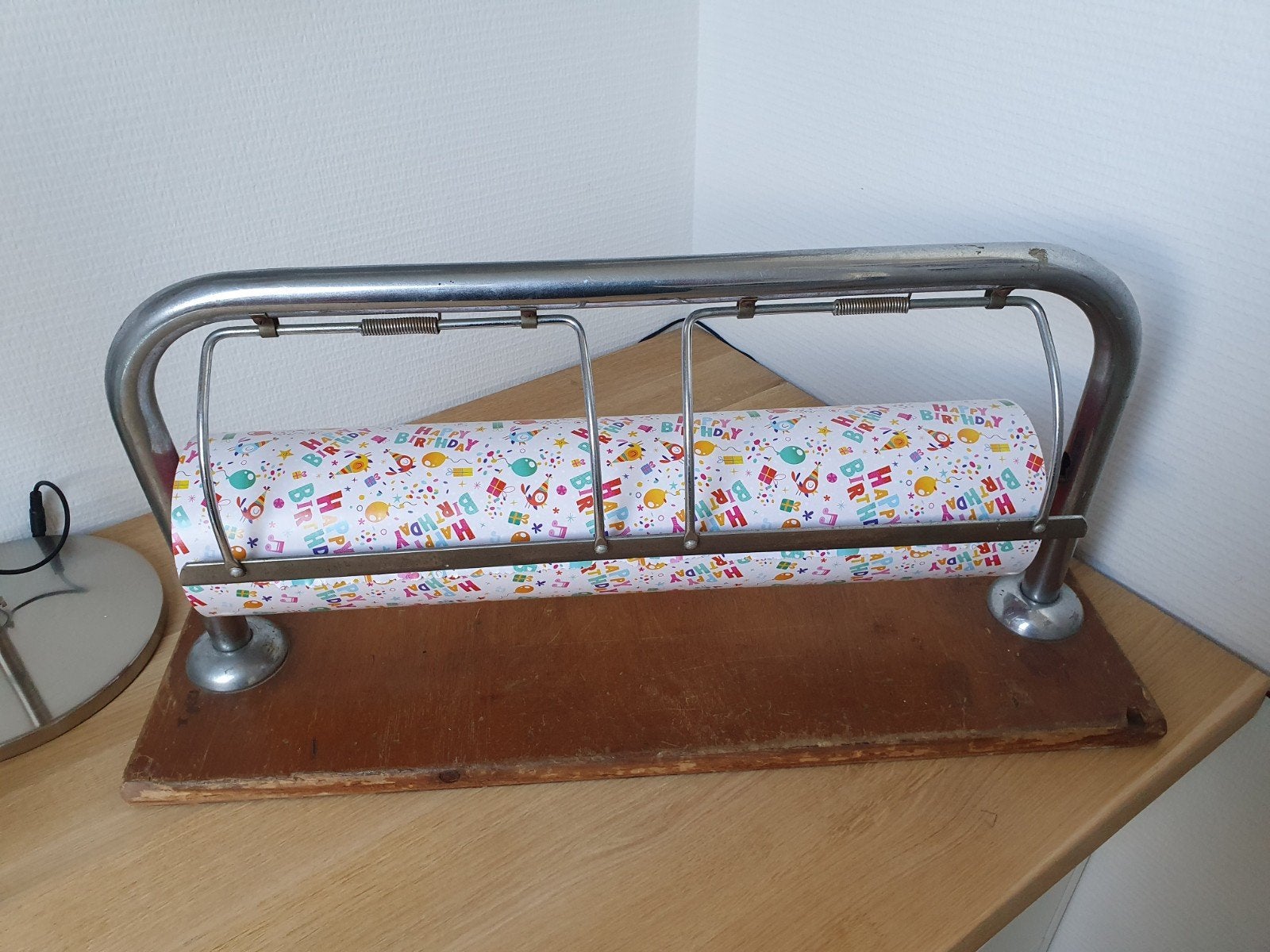 Vintage inpakpapier houder 60cm, Ophalen of Verzenden