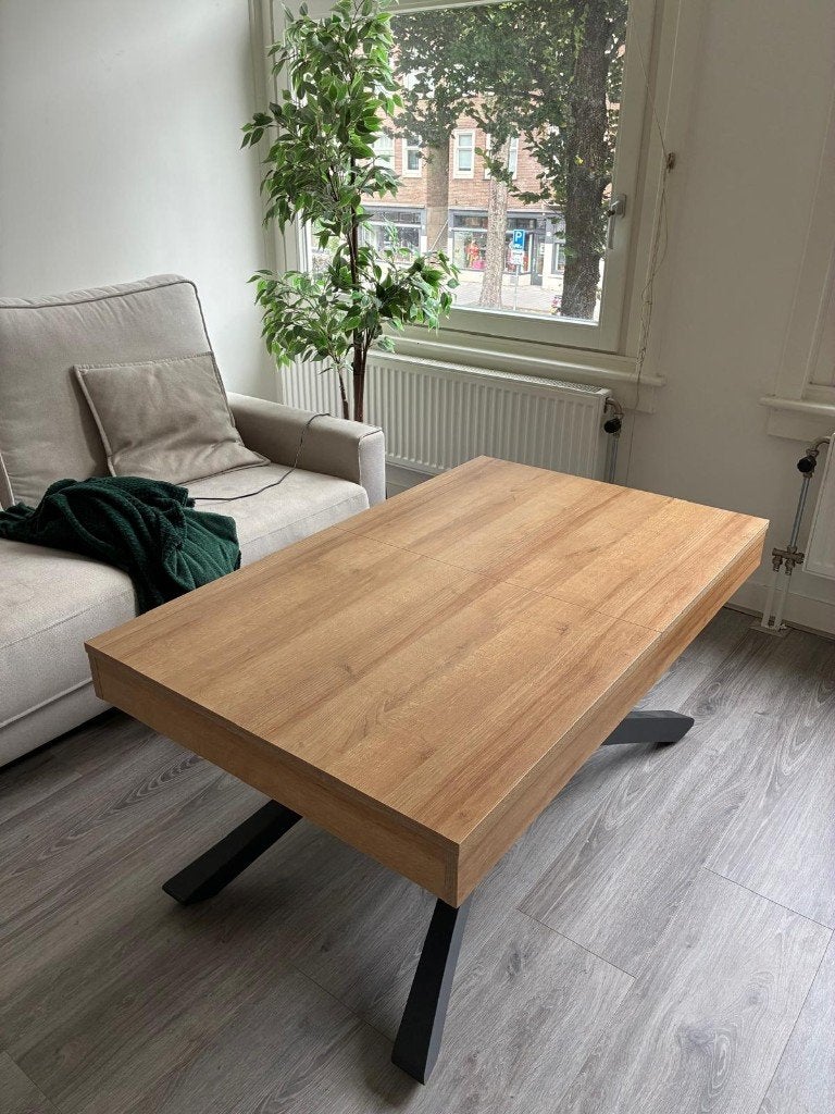 Mooie elektrische, uitschuifbare salontafel, Ophalen, 100 tot 150 cm, 50 tot 100 cm, Zo goed als nieuw