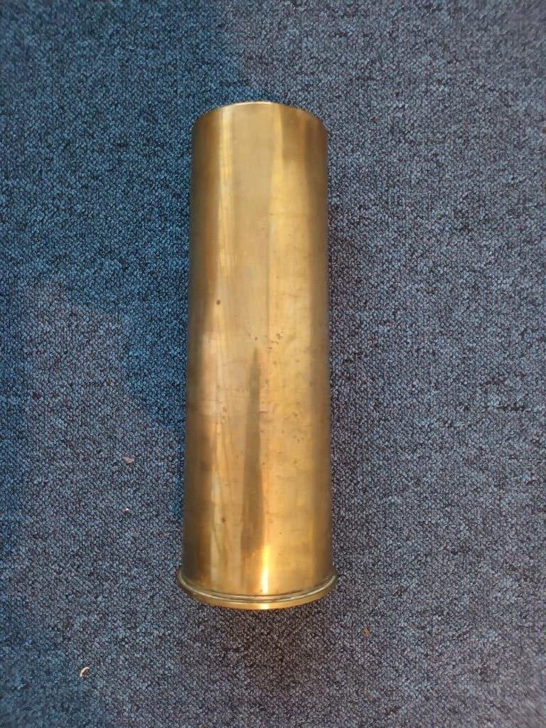 Vroege Engelse 25-ponder granaathuls, Verzamelen, Ophalen of Verzenden, Landmacht, Engeland, Hulzen of Bodemvondsten
