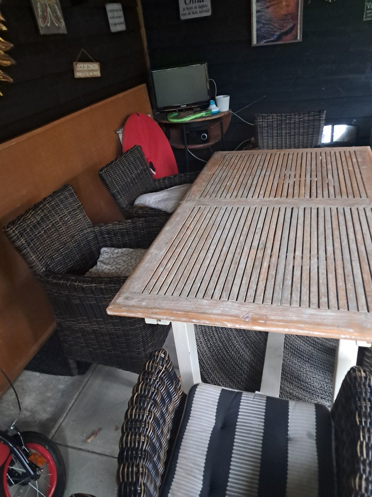 tuintafel uitschuifbaar met 6 stoelen, Ophalen, Gebruikt, Eettafel, 6 zitplaatsen