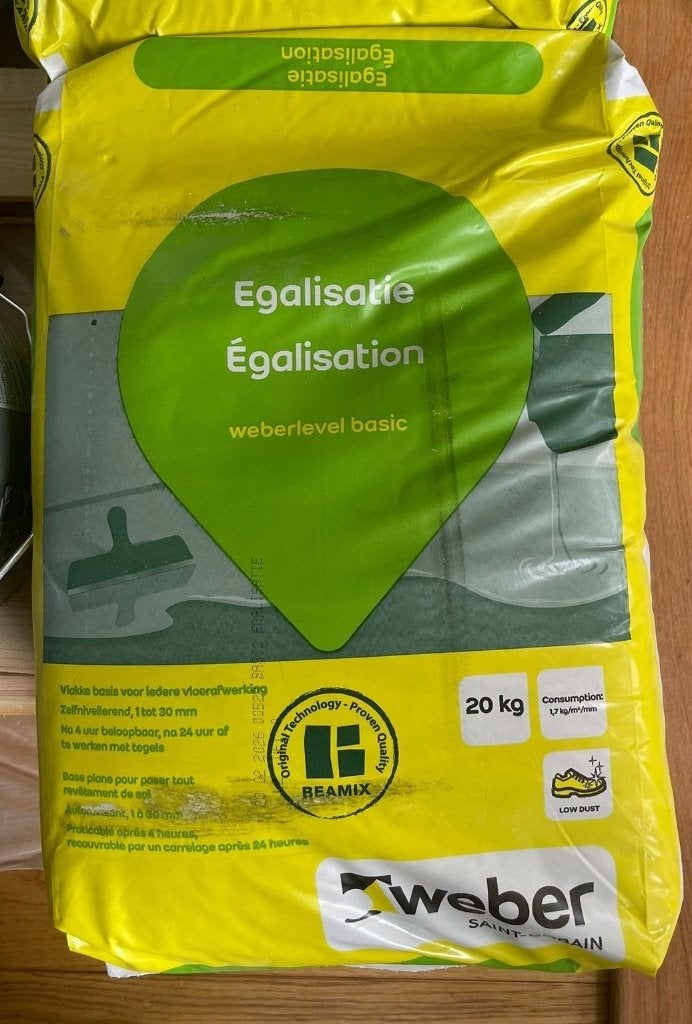 4x Weber Beamix Egalisatie 20 kg – €20 per zak, Doe-het-zelf en Verbouw, Ophalen, Overige materialen, 30 cm of meer, 50 tot 150 cm