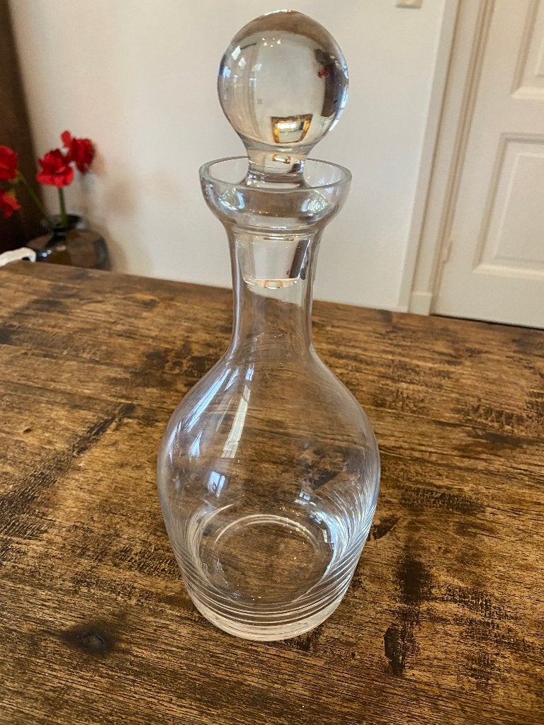 Vintage, brocante glazen karaf met stop mond geblazen, Ophalen of Verzenden