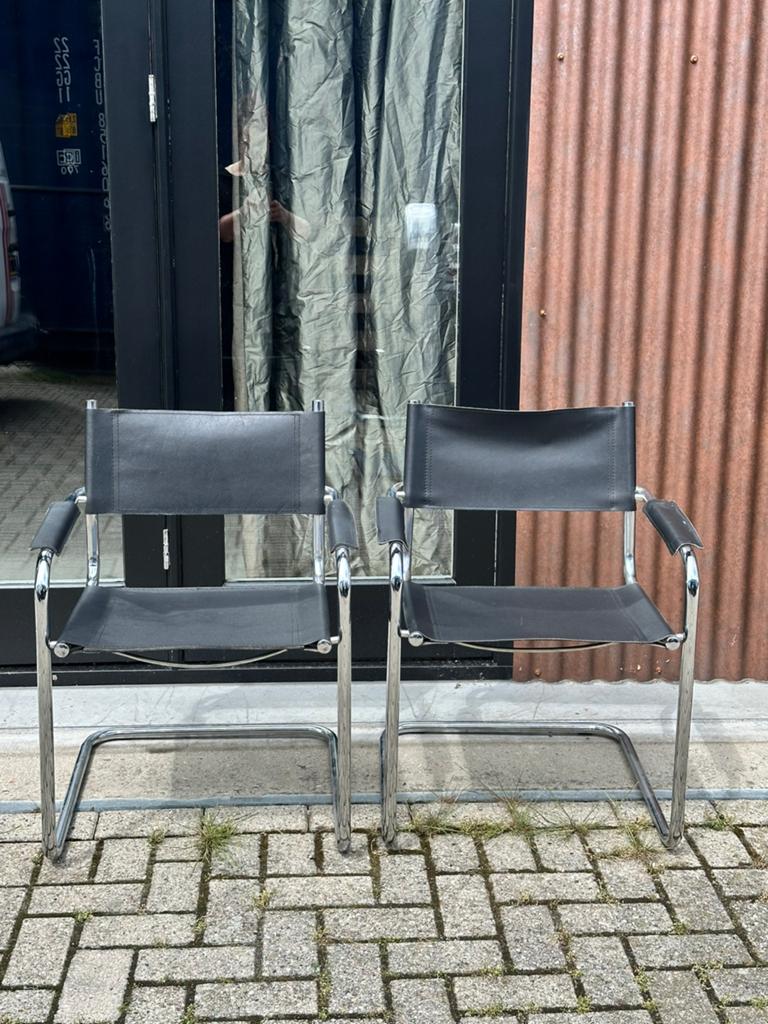 Vintage Buisframe Fauteuils Retro leer, Ophalen