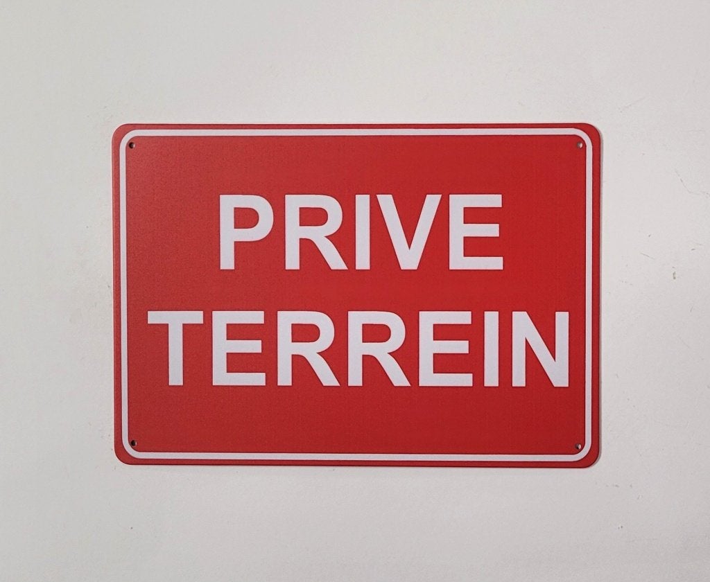Prive Terrein Rood reclamebord van metaal wandbord deco, Ophalen of Verzenden, Deco Noord, Info@deconoord.nl, Monetpassage 19 Emmen