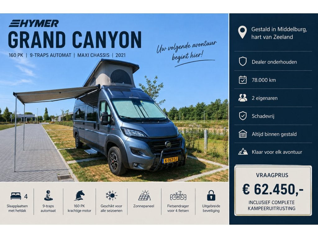 Hymer grand canyon (1056590), Automaat, Buscamper of Camperbus, Ringverwarming, Fiat