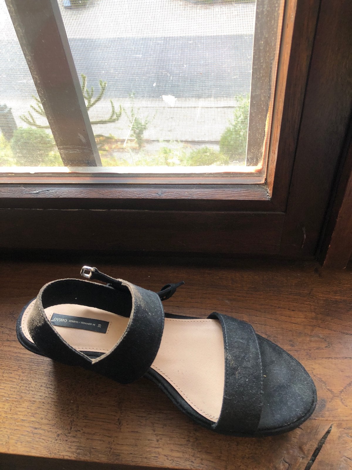 Zwarte Oysho sandalen met sleehak, maat 39, Ophalen of Verzenden, Gedragen, Zwart, Sandalen of Muiltjes