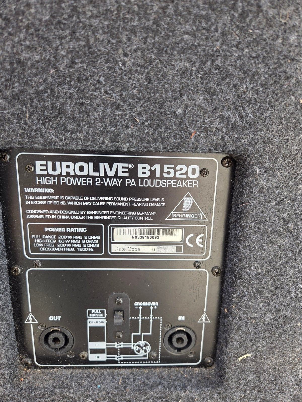 Behringer B1520 EUROLIVE Speakerset, Ophalen, Gebruikt, Audio