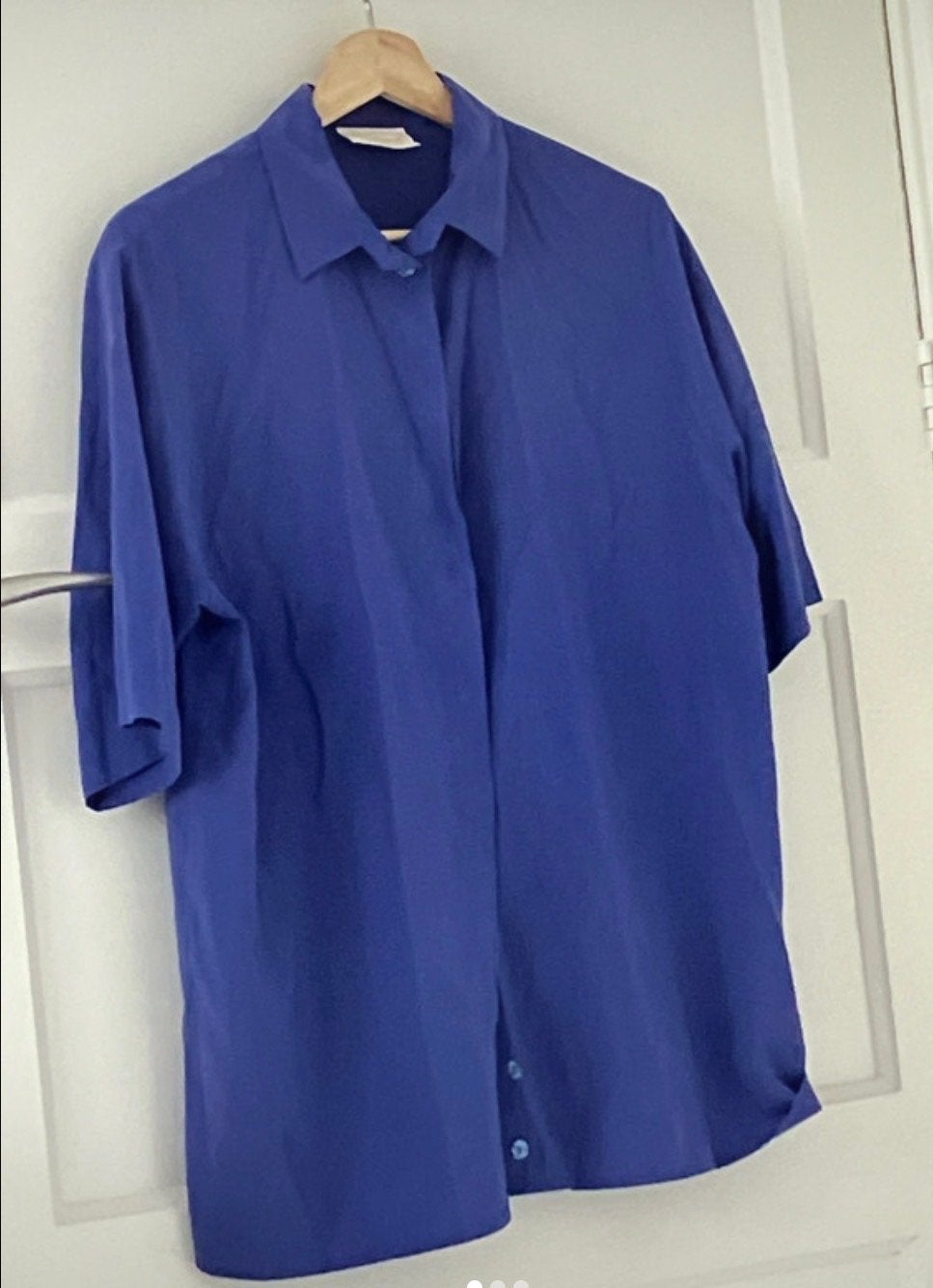 Vintage Geiger Blouse - Mooie Viscose Blouse met Knopen, Kleding | Dames, Ophalen of Verzenden, Gedragen, Maat 38/40 (M), Blauw