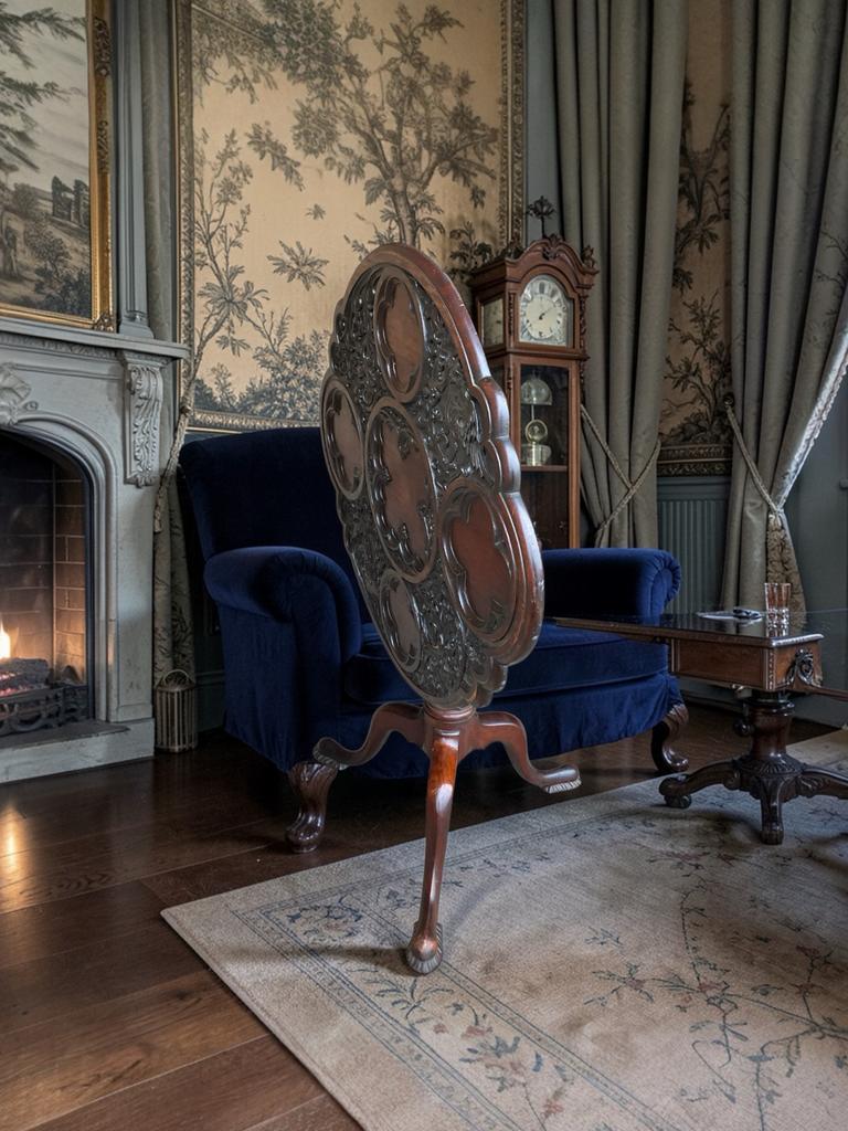 A Georgian Mahogany Shaped Circulair Tea Table, Ophalen