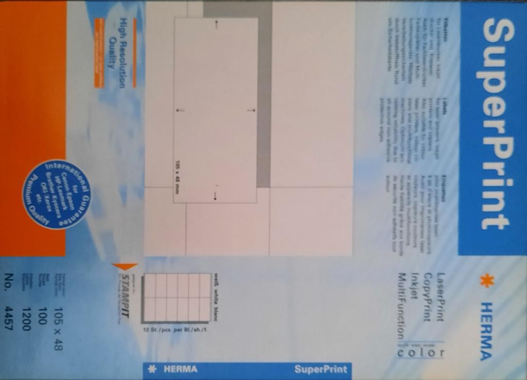 Herma SuperPrint Etiketten 105x48 mm, 1200 stuks, Ophalen of Verzenden