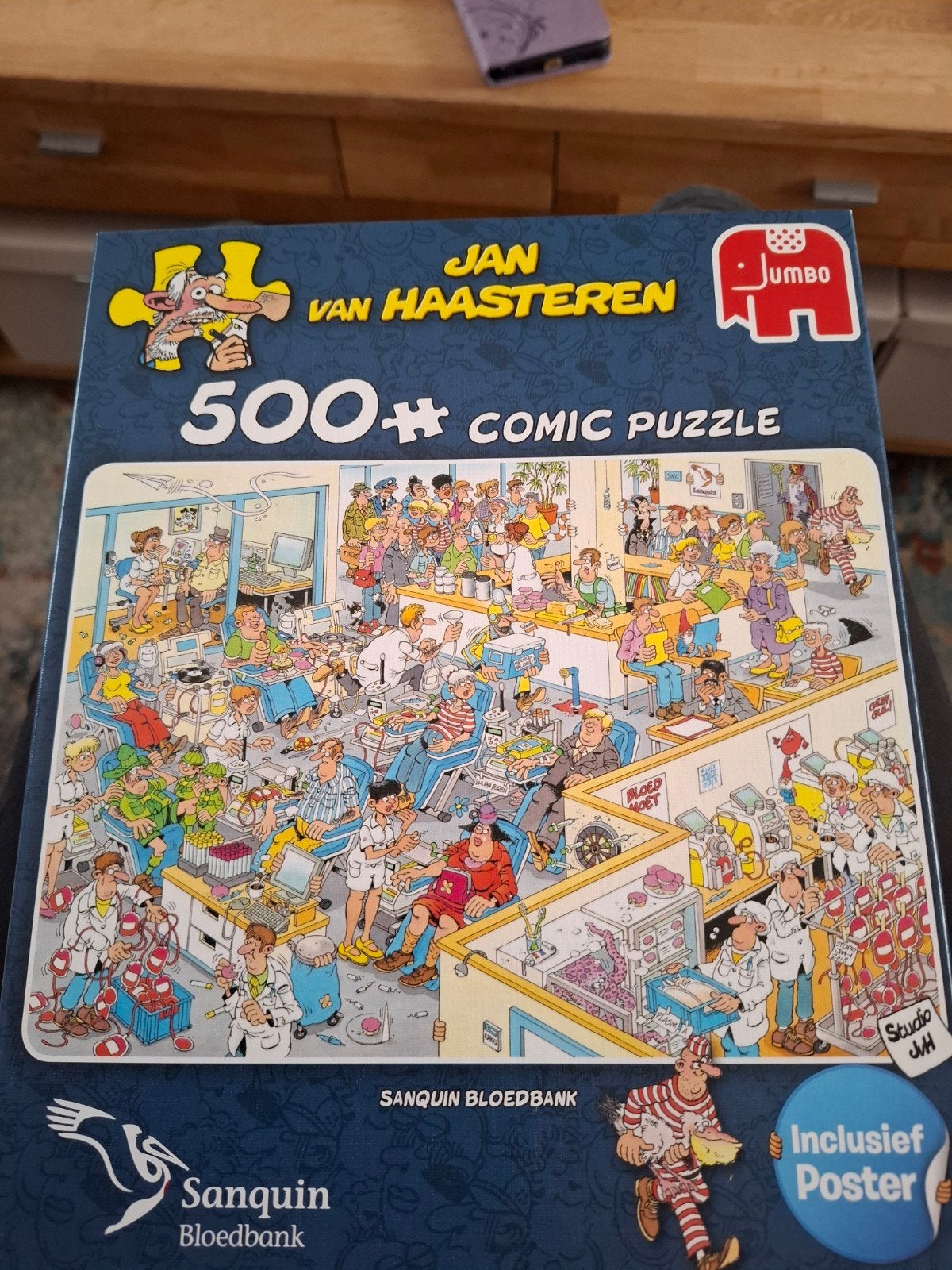 Jan van Haasteren Sanquin Bloedbank puzzel 500 stukjes, Ophalen of Verzenden, 500 t/m 1500 stukjes, Gebruikt, Legpuzzel