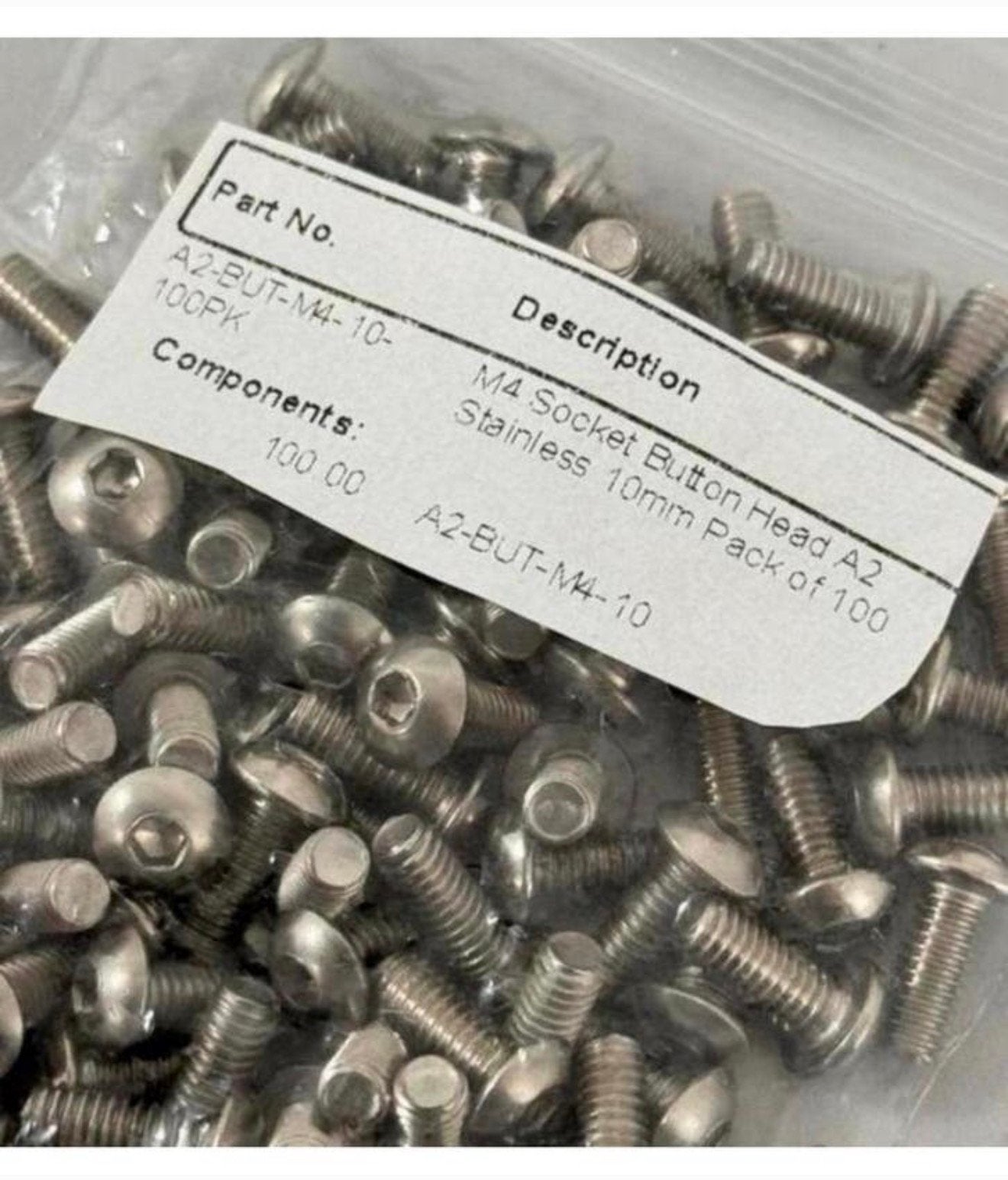 100 stuks M4 10mm inbus-bouten inbusbouten rvs schroeven, Nieuw, Ophalen of Verzenden, H, H