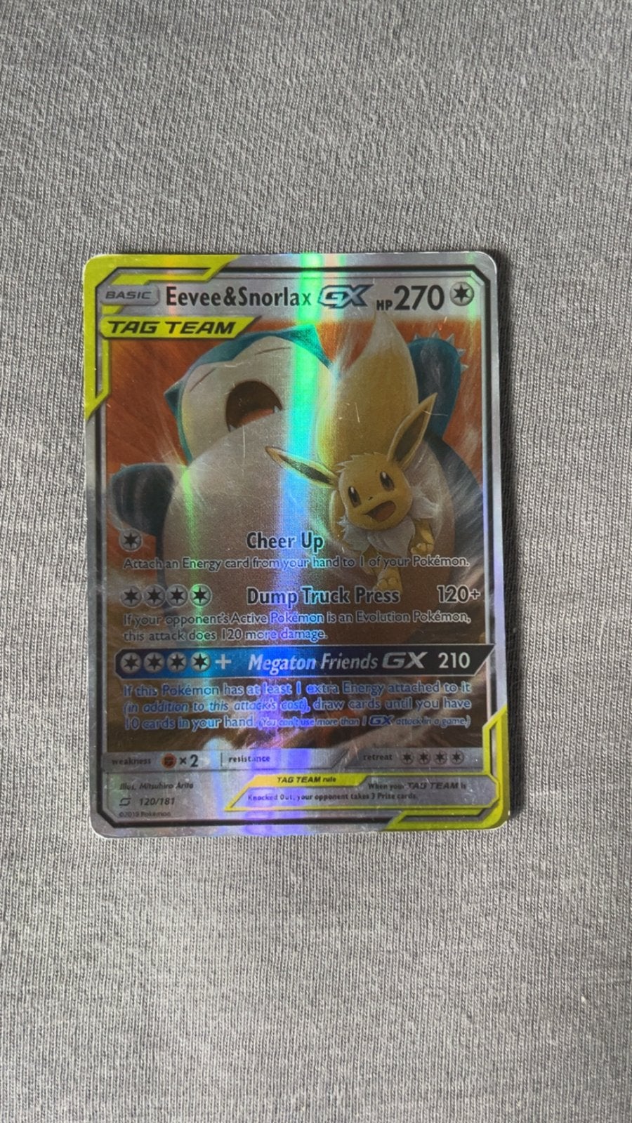 Pokémon Eevee & Snorlax GX Tag Team Kaart (120/181), Hobby en Vrije tijd, Verzamelkaartspellen | Pokémon, Ophalen of Verzenden