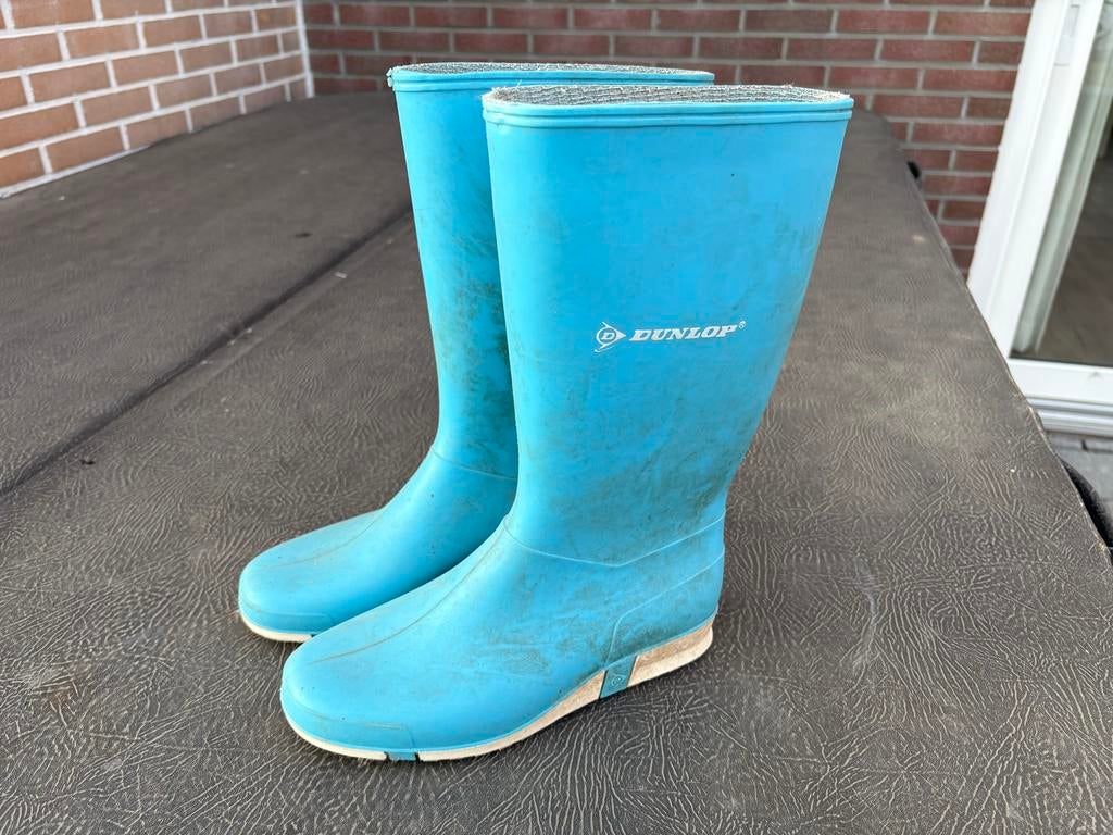 Lichtblauwe Dunlop regenlaarzen maat 37, Tuin en Terras, Ophalen of Verzenden, Zo goed als nieuw, Kinderen, Laarzen