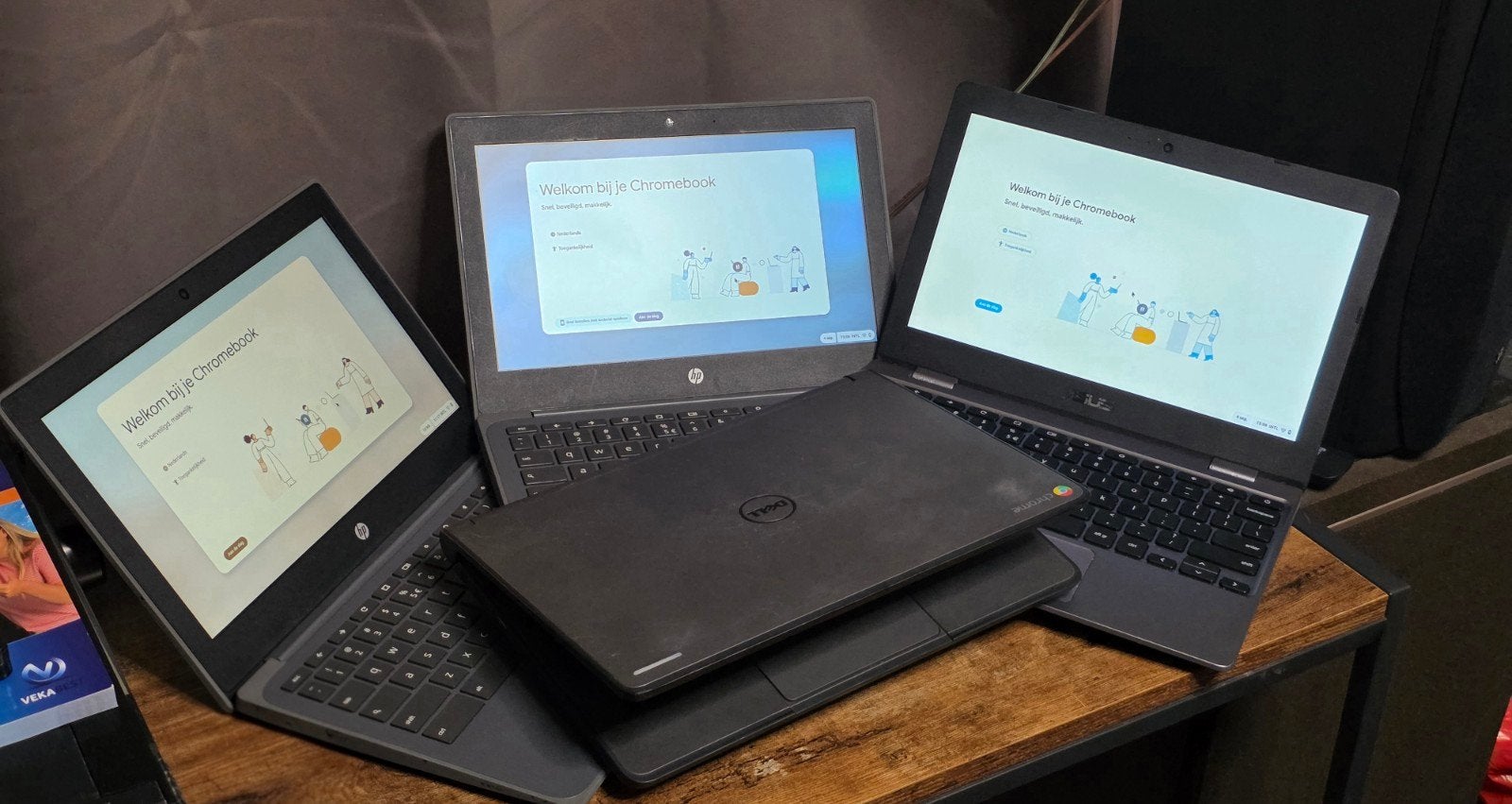 4X ChromeBook Bundel - HP, ASUS & DELL, Ophalen, 32 GB eMMC, Gebruikt, Qwerty