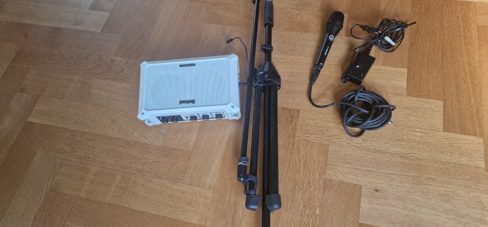 Roland Mobile BA versterker met AKG Perception microfoon, Ophalen, Gebruikt, Gitaar, Minder dan 50 watt