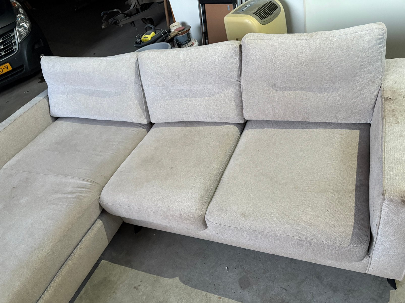 Bank, Huis en Inrichting, Banken | Bankstellen, Zo goed als nieuw, Hoekbank, Driepersoons, 250 tot 300 cm, 75 tot 100 cm, Stof