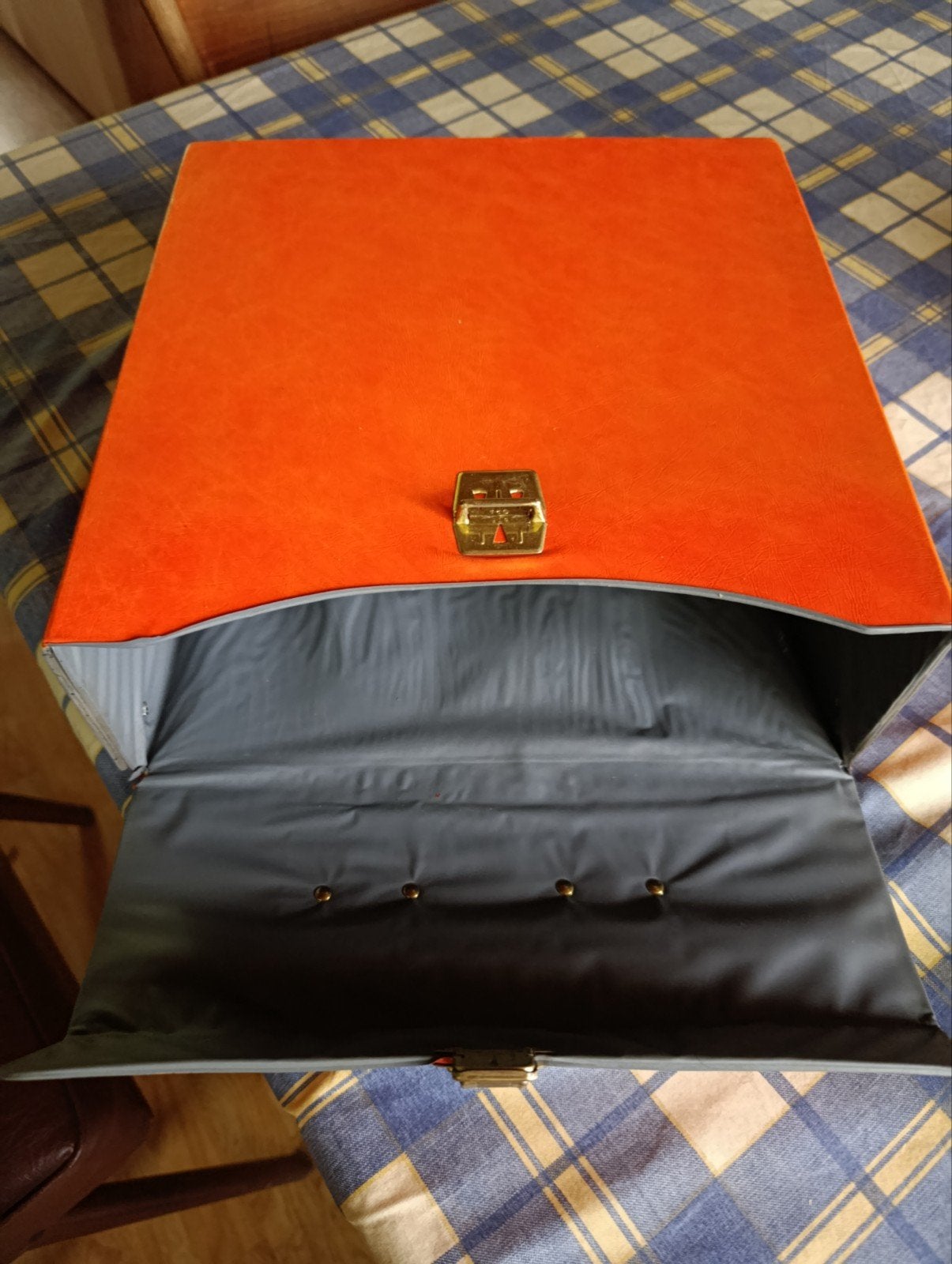 Vintage LP Koffer - Oranje Vinyl Draagkoffer, Ophalen of Verzenden, Gebruikt