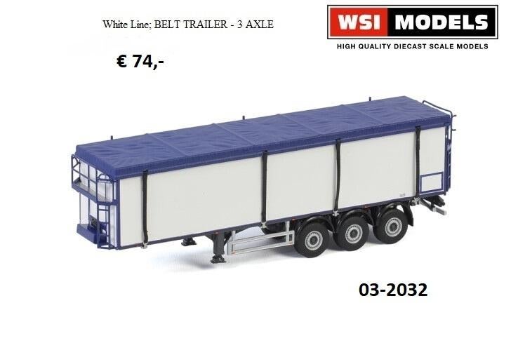 WSI Models white line belt trailer 3 axle, Ophalen of Verzenden, Nieuw, Bus of Vrachtwagen, Wsi