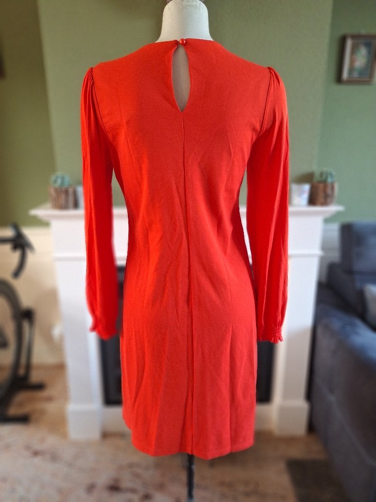 K-Design oranje jurk met mooie mouw details mt L, K-design, Verzenden, Maat 42/44 (L), Oranje