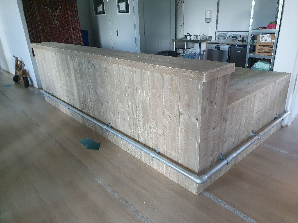 Unieke kwaliteit toonbank, receptiebalie van steigerhout, Ophalen, 70 tot 120 cm, Nieuw, 170 cm of meer