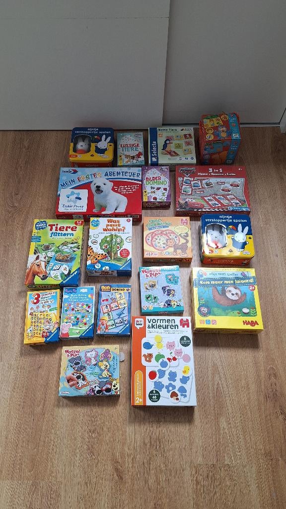 Grote set met spellen (18 stuks)- o.a. Nijntje verstoppertje, Ophalen of Verzenden, Gebruikt