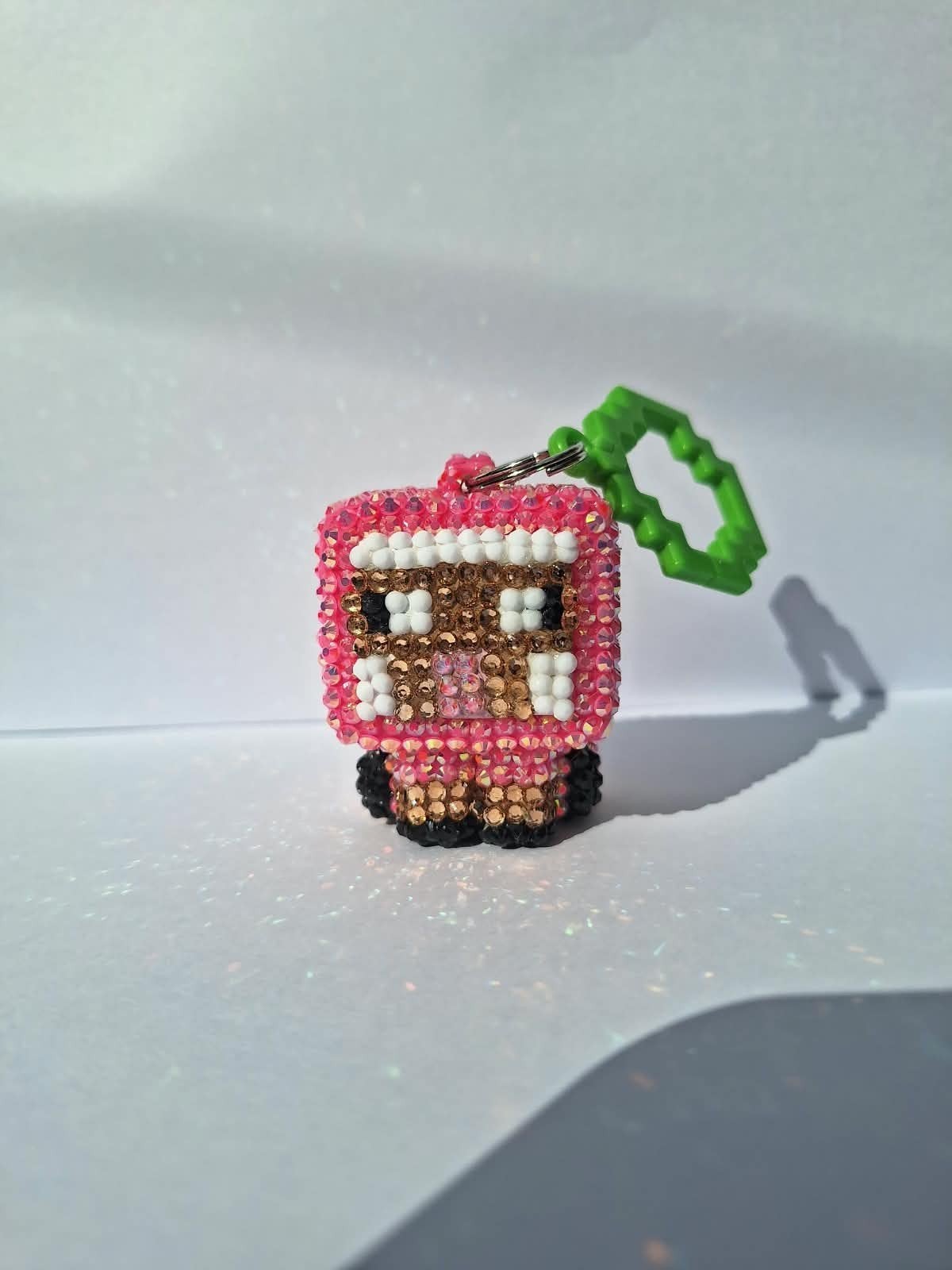 Leuke Minecraft sleutelhanger met diamant/glitter steentjes, Ophalen of Verzenden