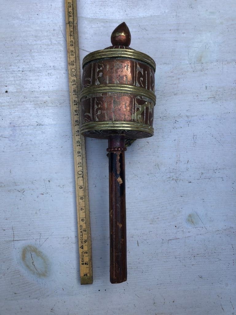 Authentieke Boeddhistische Gebedsmolen van Rood Koper, Antiek en Kunst, Ophalen of Verzenden
