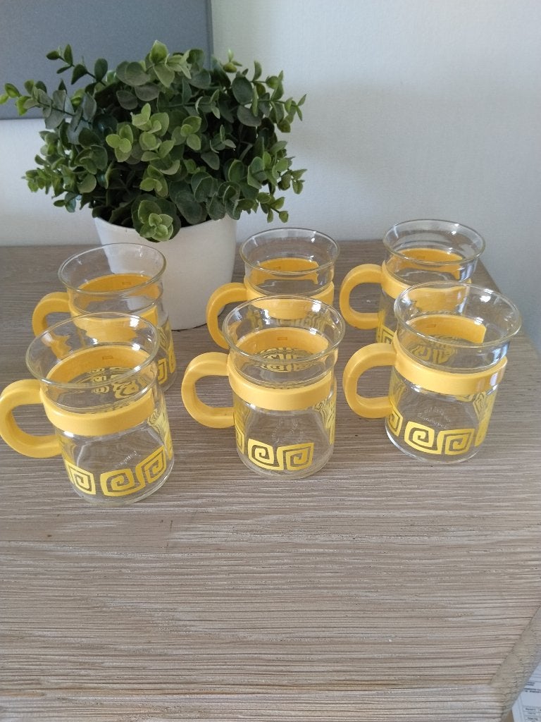 6 vintage retro thee glazen Randwijck, Ophalen of Verzenden, Huis en Inrichting