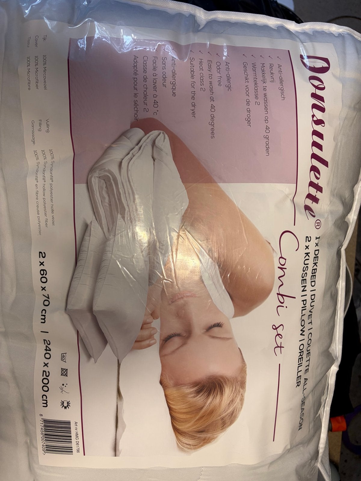 Gloednieuwe DONSULETTE Combi set - Dekbed en Kussens, Ophalen, Anti-allergisch, Wit, Beddengoedset