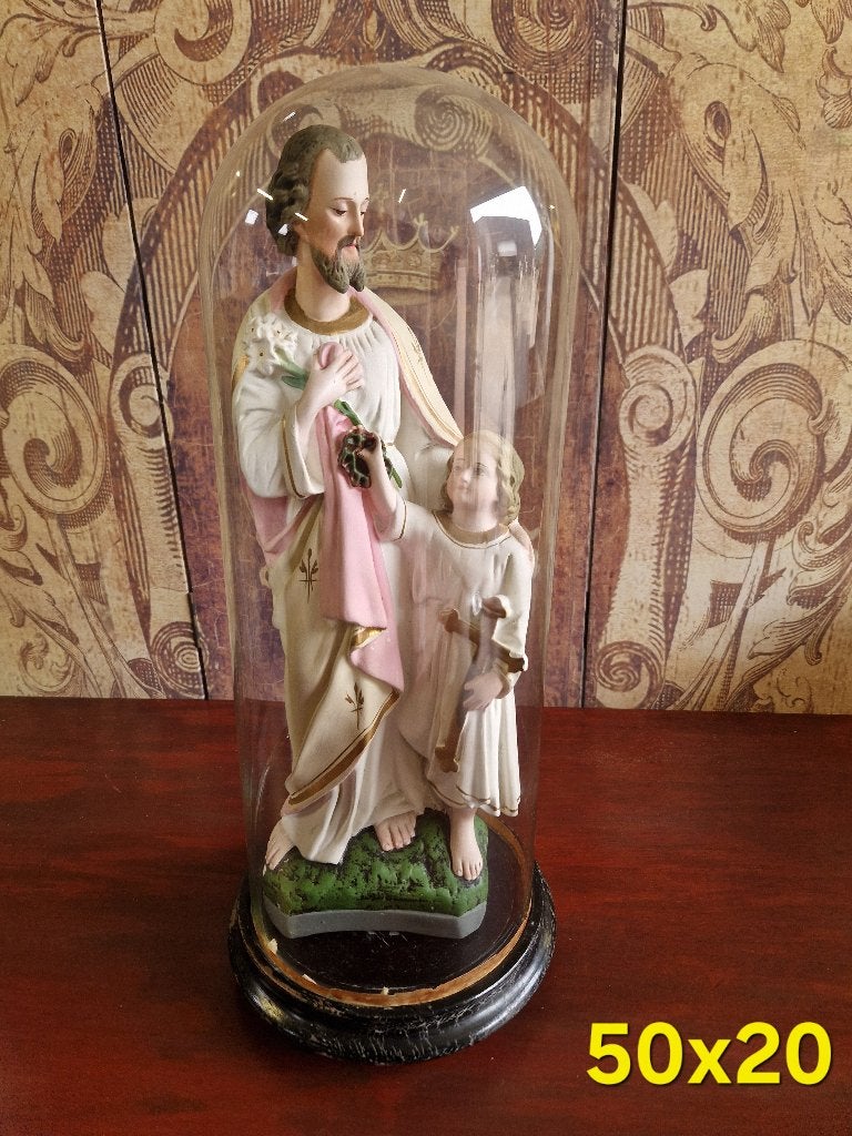 antieke stolp met Jezusbeeld, Antiek en Kunst, Antiek | Religie, Ophalen of Verzenden