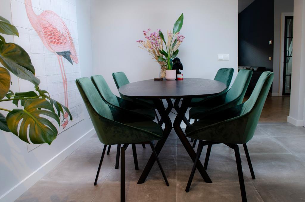 6x By-Boo Eetkamerstoel Groen, Draaibaar, Huis en Inrichting, Stoelen, Ophalen, Overige kleuren, Zo goed als nieuw, Stof